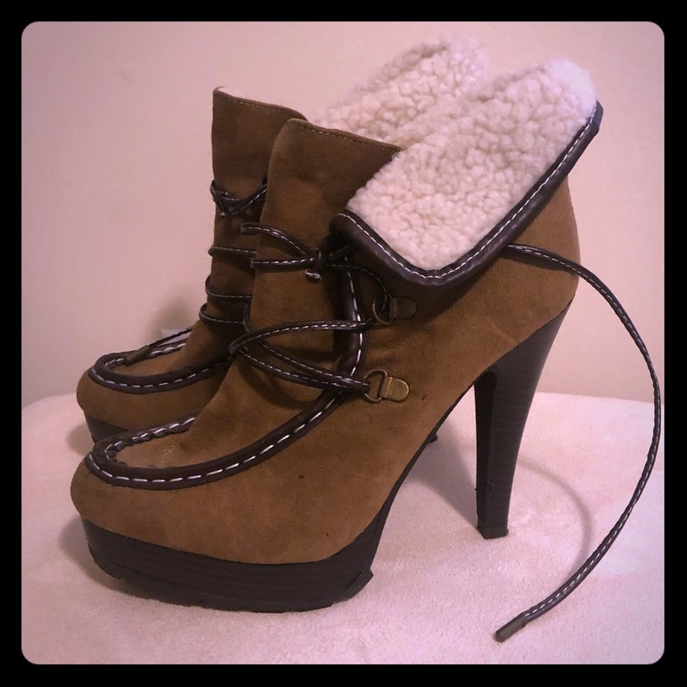 Suede high heel boots